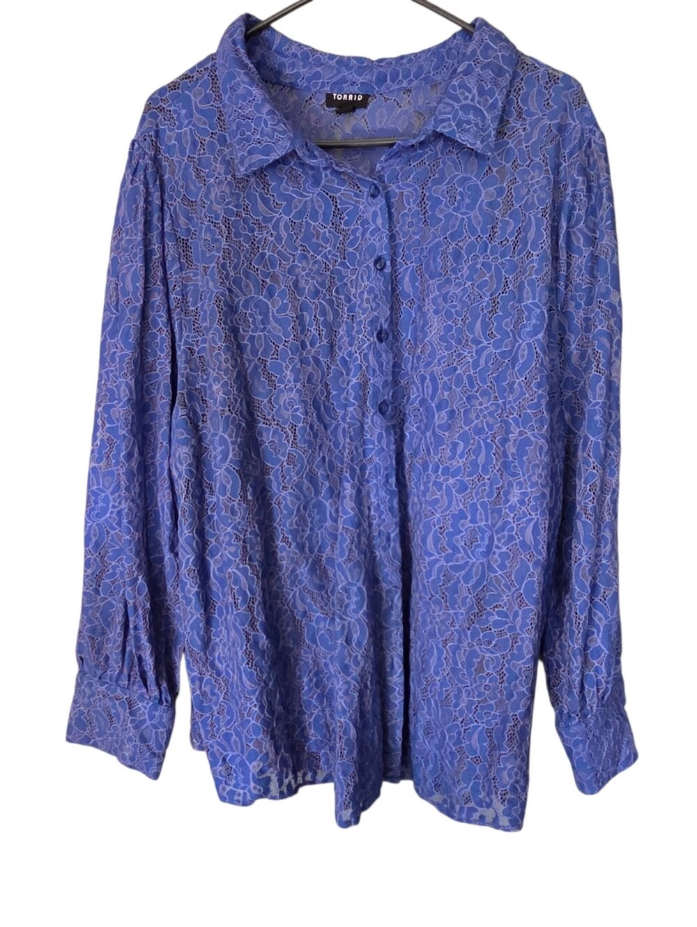 torrid Blue Lace Button-Front Blouse Sz 4